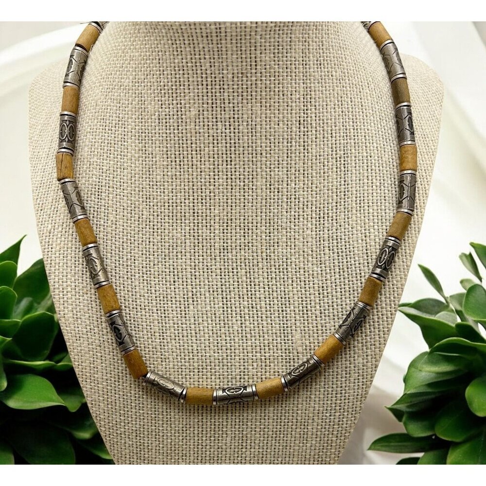 Vintage Beaded Necklace Tribal Design Beach Boho Surfer Hippie Unisex Jewelry